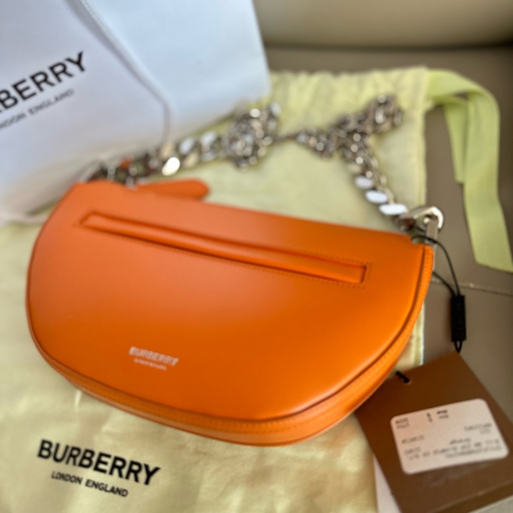 Burberry Mini Olympia Leather Shoulder Bag in Orange - Picture 9 of 16